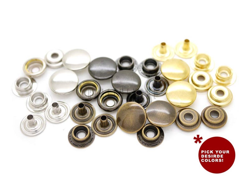 CRAFTMEMORE 50 Sets Antique Brass Snap Fasteners Ring-Socket Press Studs for Jacket Bag Canvas Closures #201 VT47 (15mm (0.59")) - Image 5